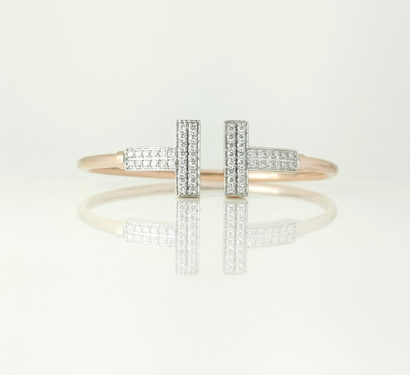 Twin T Diamond Bracelets 9K Yellow Gold