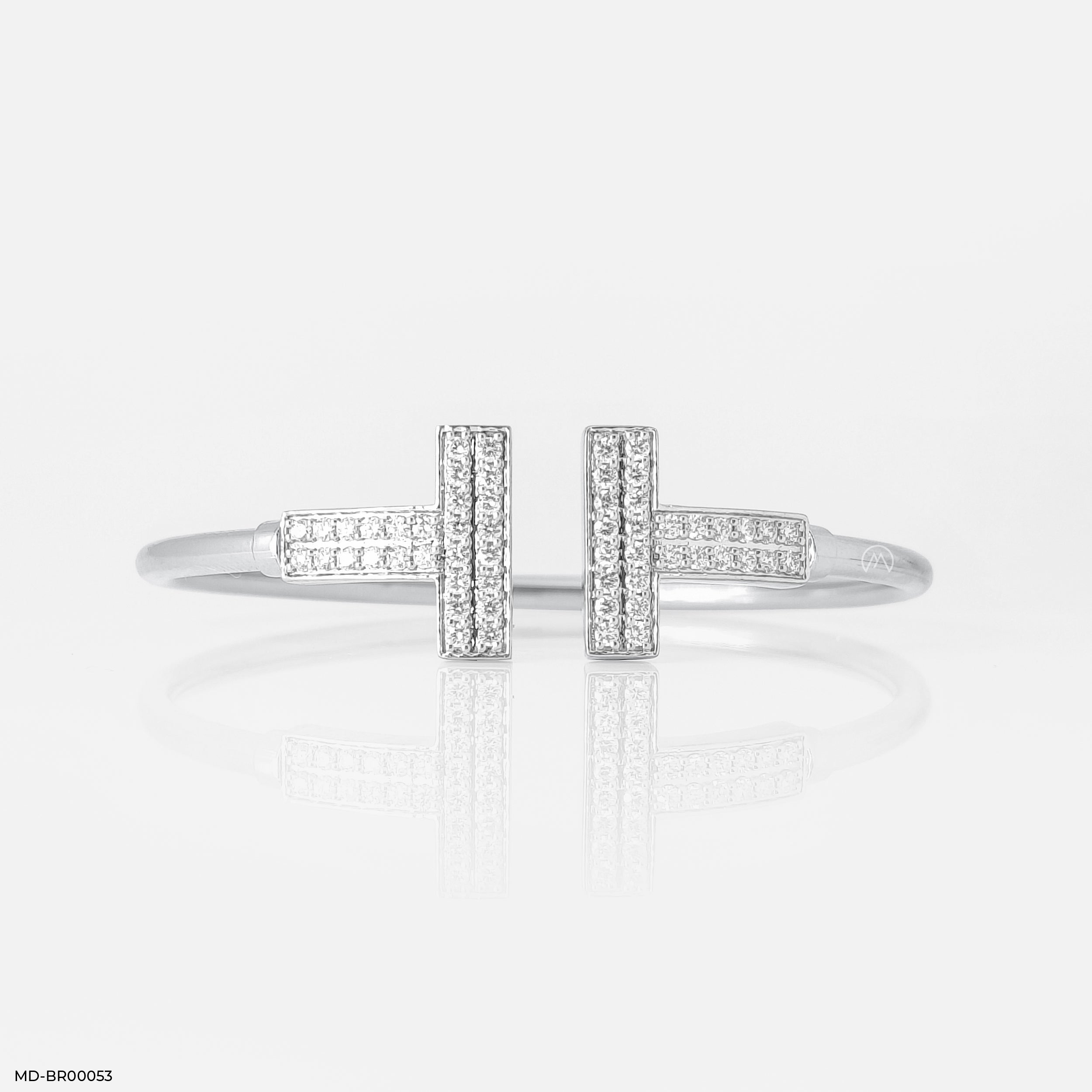 Twin T Diamond Bracelets 18K White Gold