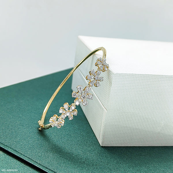 Floral Diamond Bracelets 14K Yellow Gold