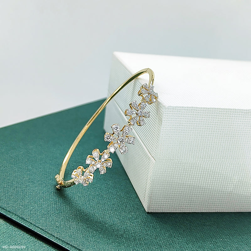 Floral Diamond Bracelets 14K Yellow Gold