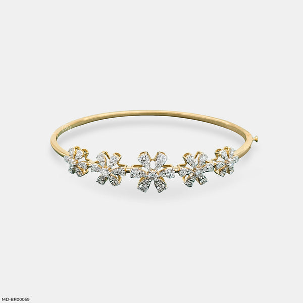 Floral Diamond Bracelets 14K Yellow Gold