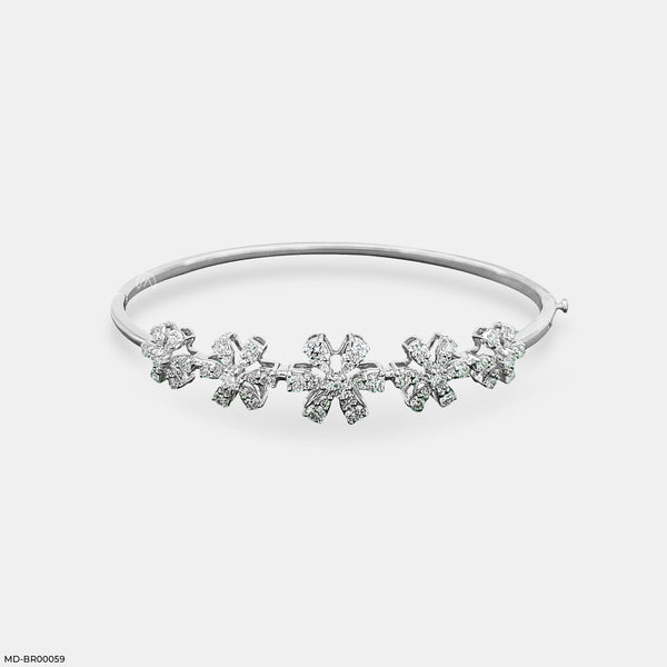Floral Diamond Bracelets 14K White Gold