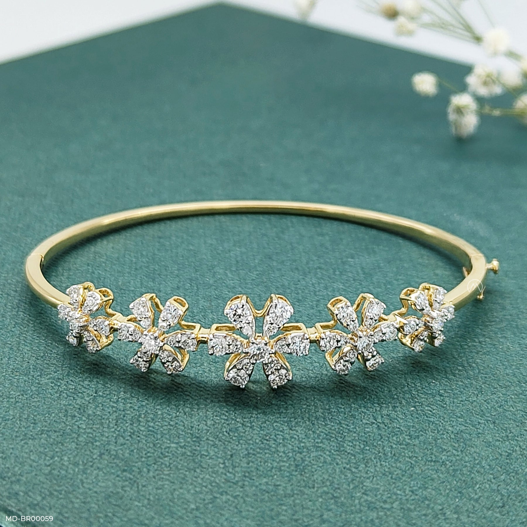 Floral Diamond Bracelets 9K Yellow Gold