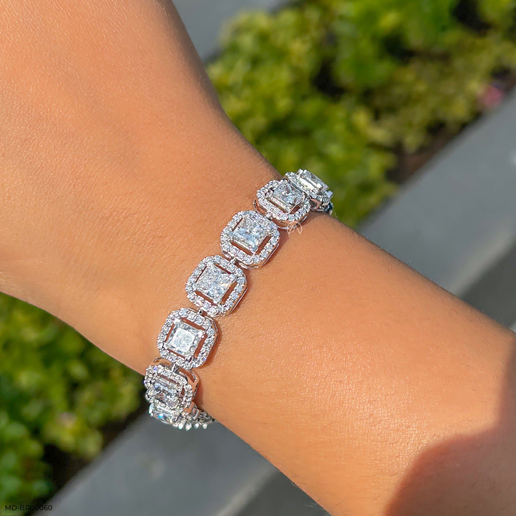 1 Carat Princess Solitaire Tennis Diamond Bracelet 14K Yellow Gold