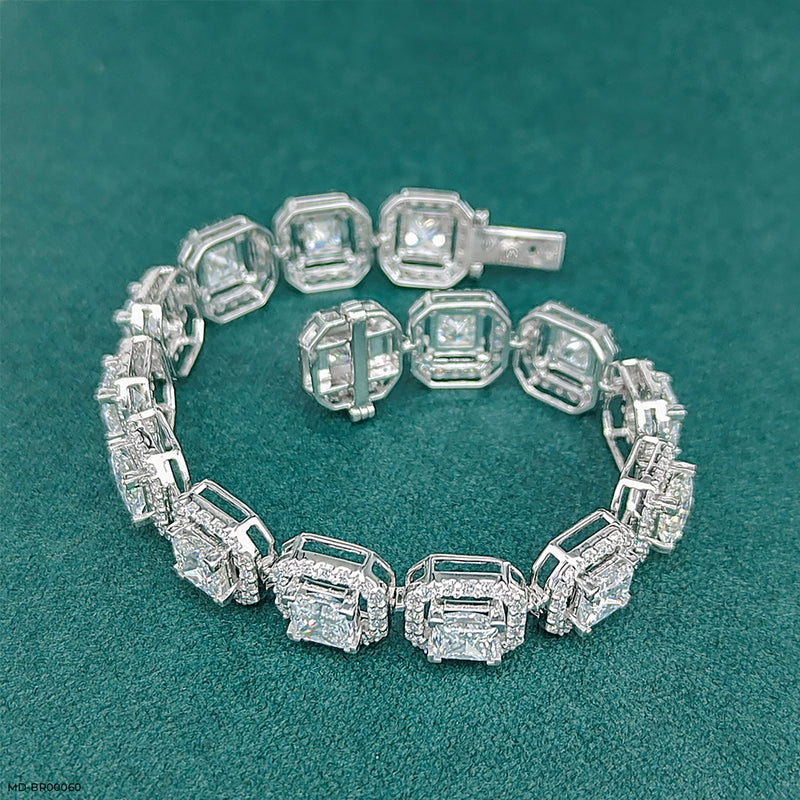 1 Carat Princess Solitaire Tennis Diamond Bracelet 14K Rose Gold