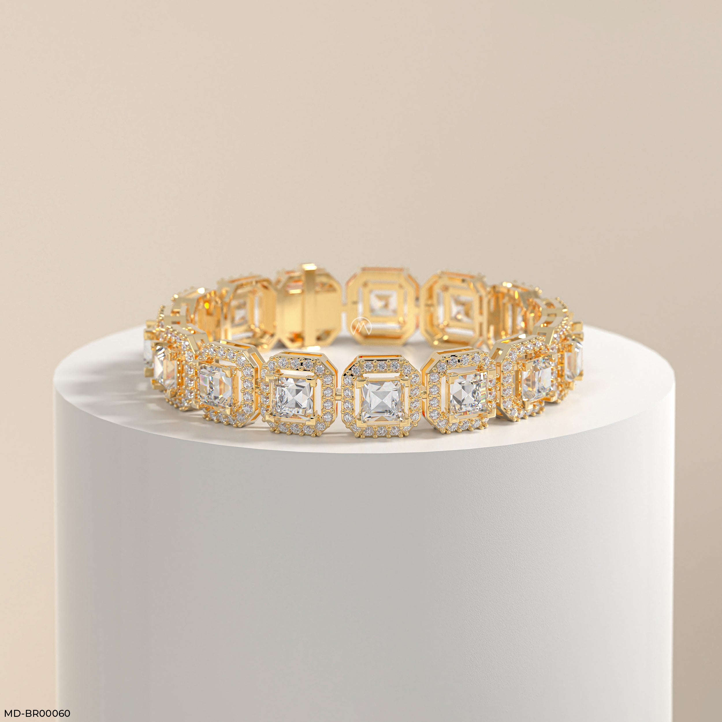 1 Carat Princess Solitaire Tennis Diamond Bracelet 14K Rose Gold
