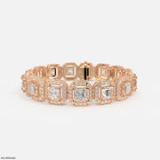 1 Carat Princess Solitaire Tennis Diamond Bracelet 14K Rose Gold