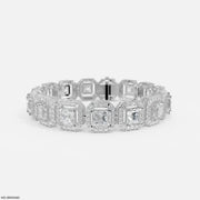 1 Carat Princess Solitaire Tennis Diamond Bracelet 18K White Gold