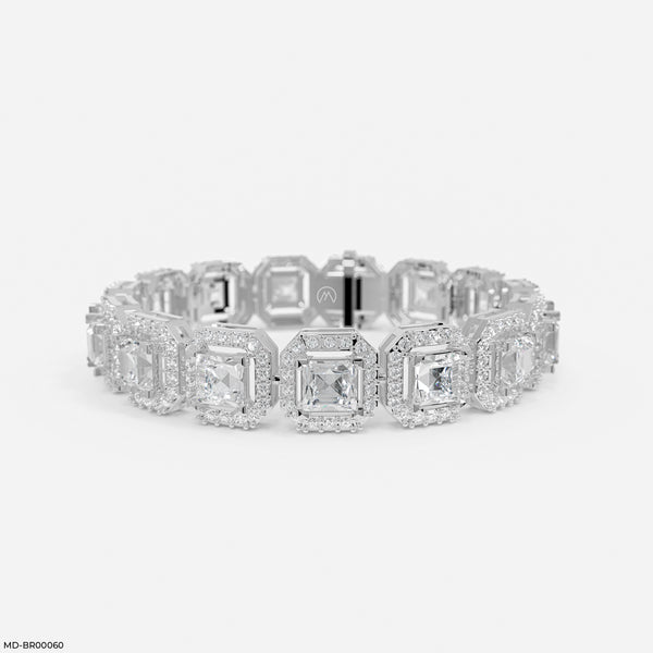 1 Carat Princess Solitaire Tennis Diamond Bracelet 18K White Gold