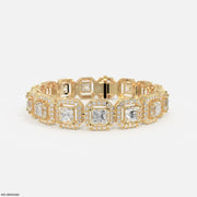 1 Carat Princess Solitaire Tennis Diamond Bracelet 9K Yellow Gold