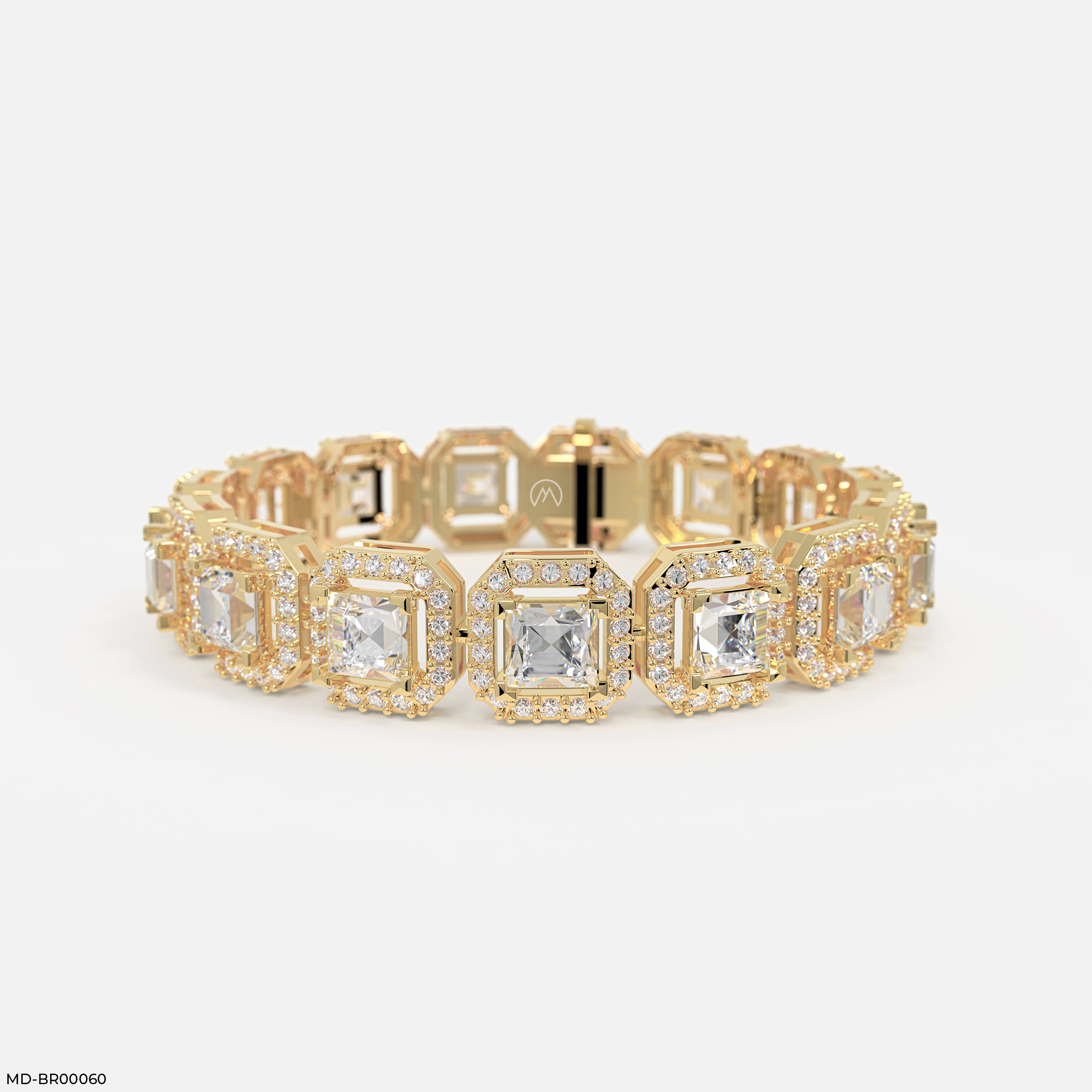 1 Carat Princess Solitaire Tennis Diamond Bracelet 9K Yellow Gold