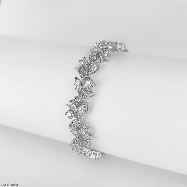 Floral Link Diamond Bracelet 18K White Gold