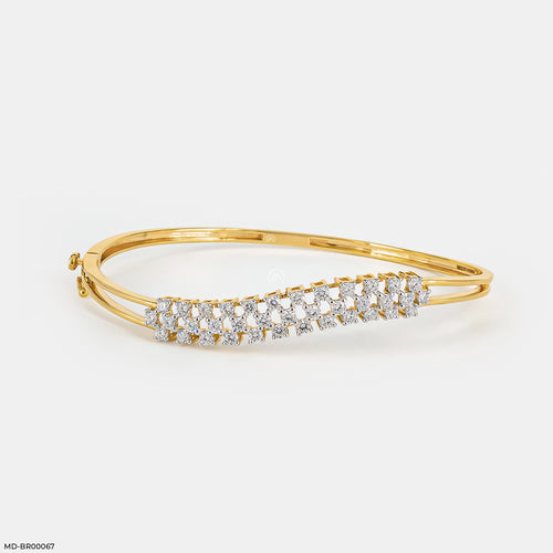 Wave Diamond Bracelet 9K Yellow Gold
