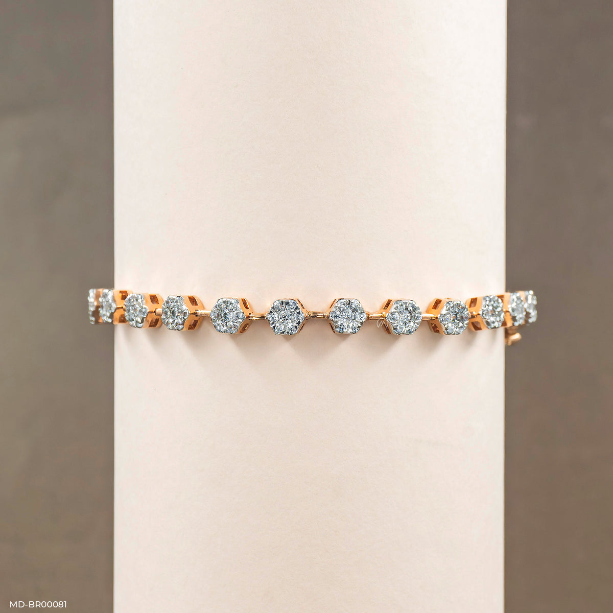 Hexagon Round Tennis Diamond Bracelet