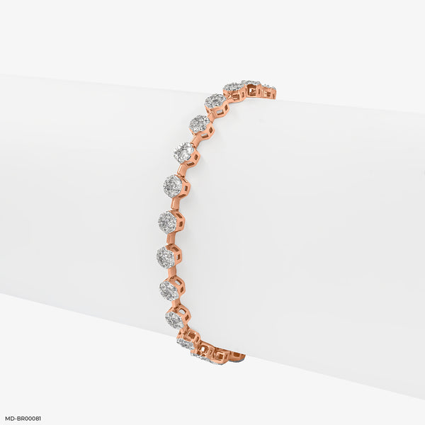 Hexagon Round Tennis Diamond Bracelets 14K Rose Gold