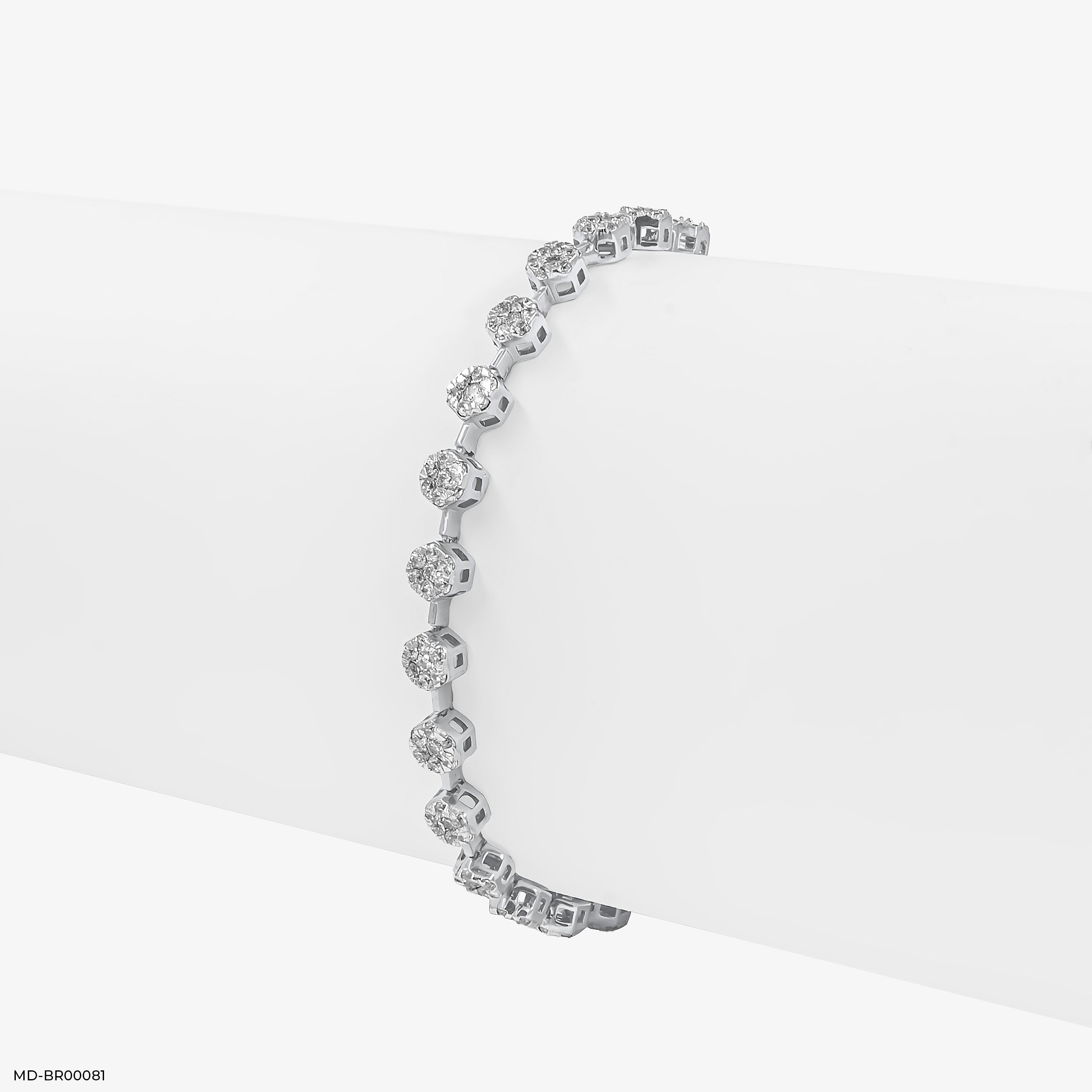 Hexagon Round Tennis Diamond Bracelets 14K White Gold