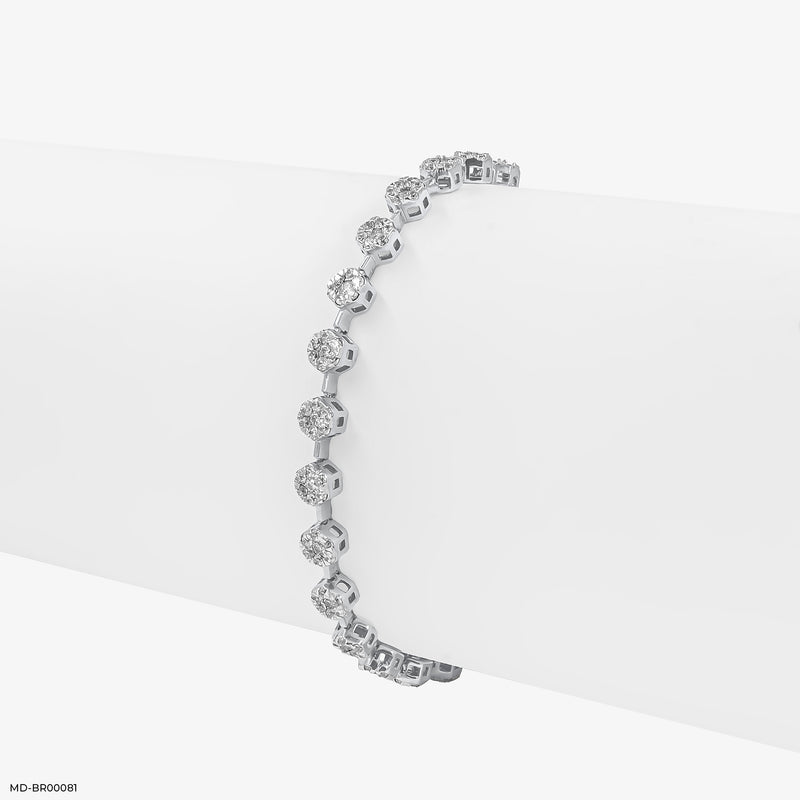 Hexagon Round Tennis Diamond Bracelets 14K Yellow Gold