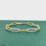 Paperclip Diamond Bracelets 14K Yellow Gold