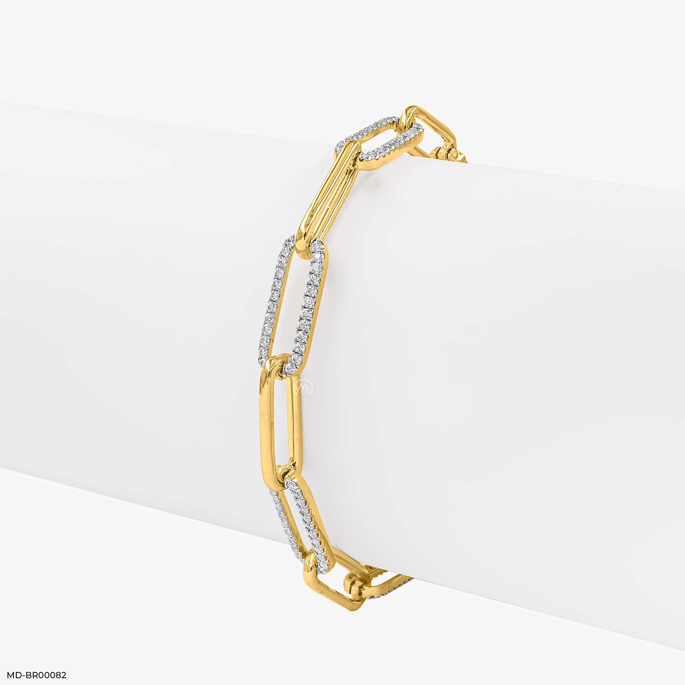 Paperclip Diamond Bracelet 9K Yellow Gold