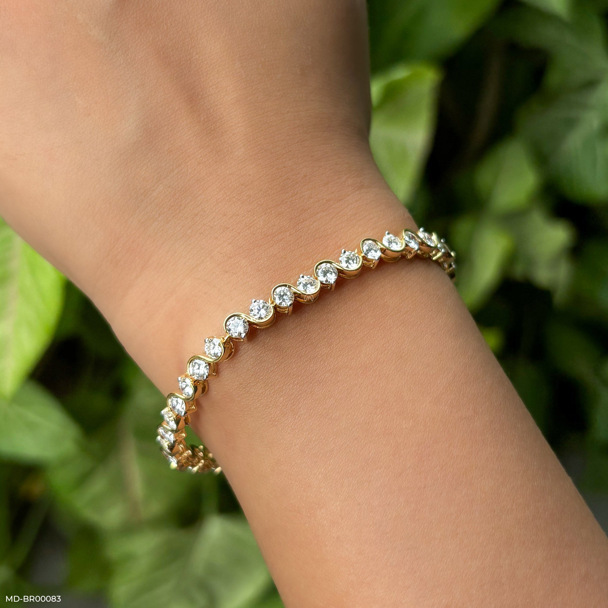 15 Cent Round Sparkling Solitaire Tennis Bracelet 14K Rose Gold