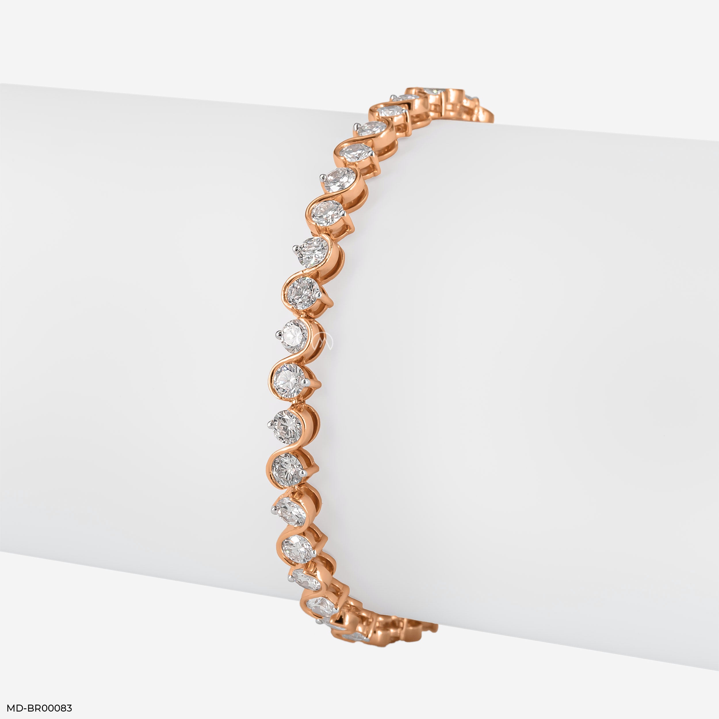 15 Cent Round Sparkling Solitaire Tennis Bracelet 14K Rose Gold