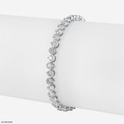 15 Cent Round Sparkling Solitaire Tennis Bracelet 14K White Gold