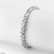 Half Tennis Princess Cut Solitaire Bracelet 14K White Gold
