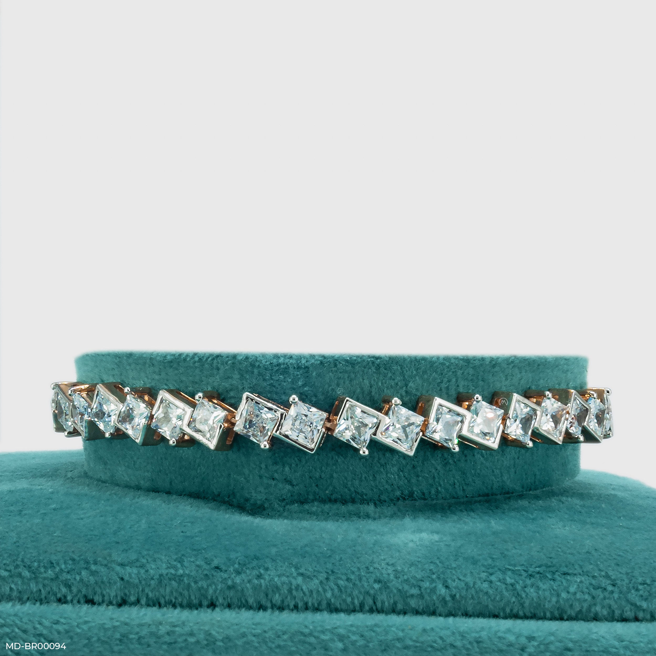 Half Tennis Princess Cut Solitaire Bracelet 14K Rose Gold