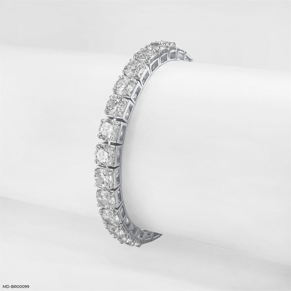 Square Link Diamond Eternity Bracelet 18K White Gold