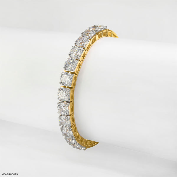 Square Link Diamond Eternity Bracelet 18K Yellow Gold