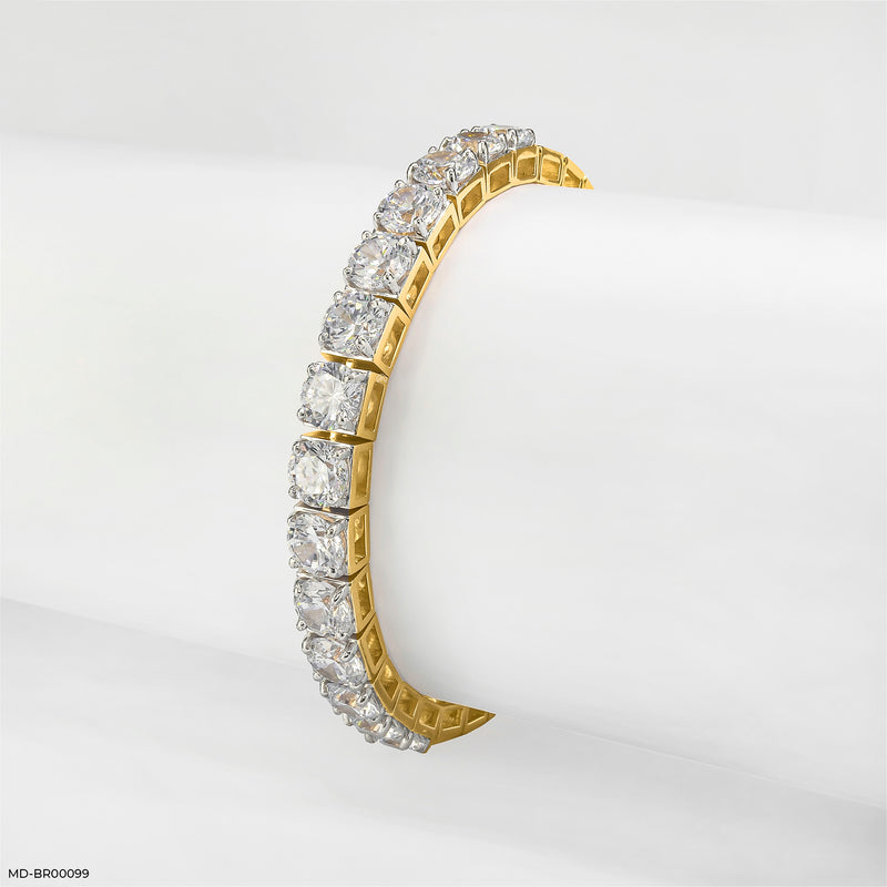 Square Link Diamond Eternity Bracelet 14K Yellow Gold