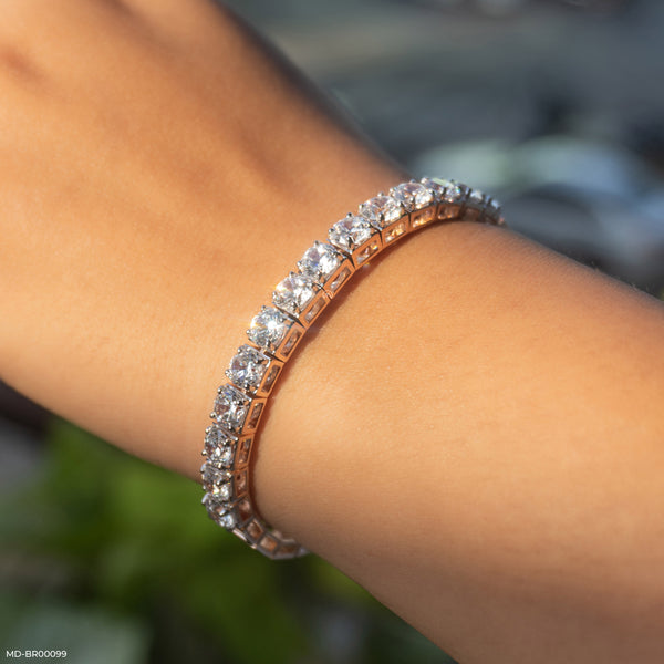 Square Link Diamond Eternity Bracelet 14K Rose Gold