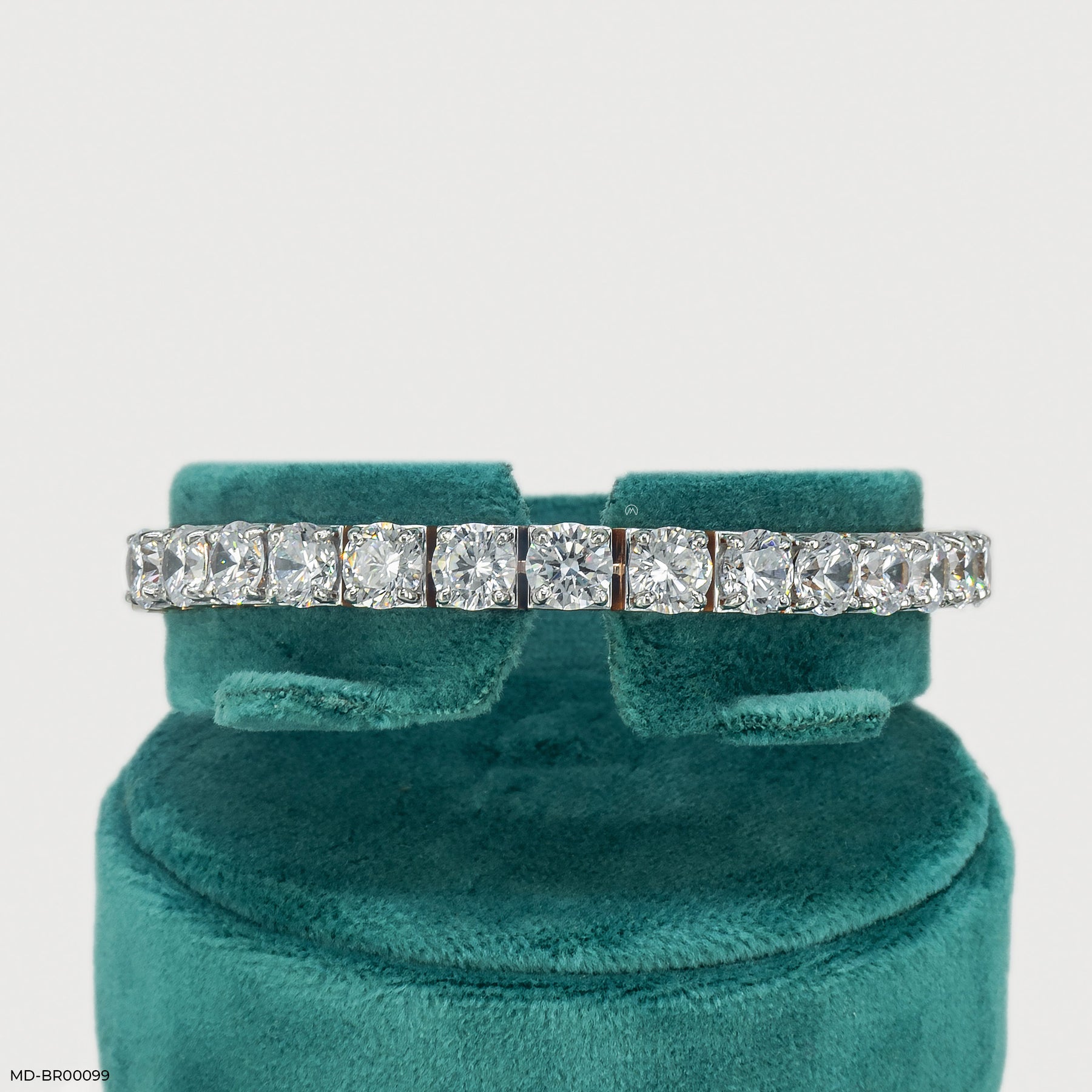Square Link Diamond Eternity Bracelet 14K White Gold