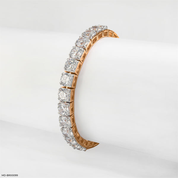 Square Link Diamond Eternity Bracelet 14K Rose Gold