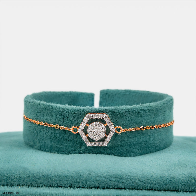 Hexagon Diamond Bracelets 14K Rose Gold