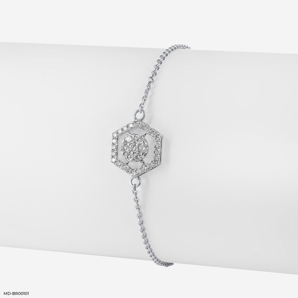 Hexagon Diamond Bracelets 14K White Gold