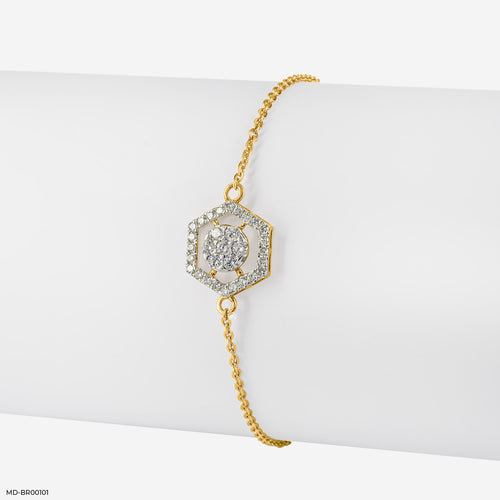 Hexagon Diamond Bracelets 9K Yellow Gold