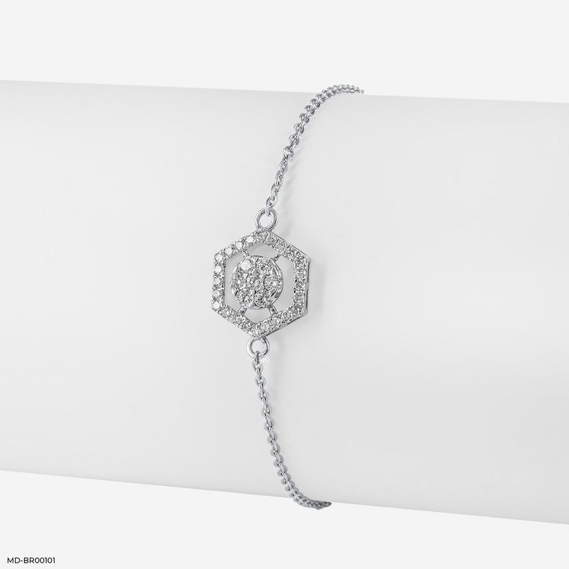 Hexagon Diamond Bracelet 14K Yellow Gold