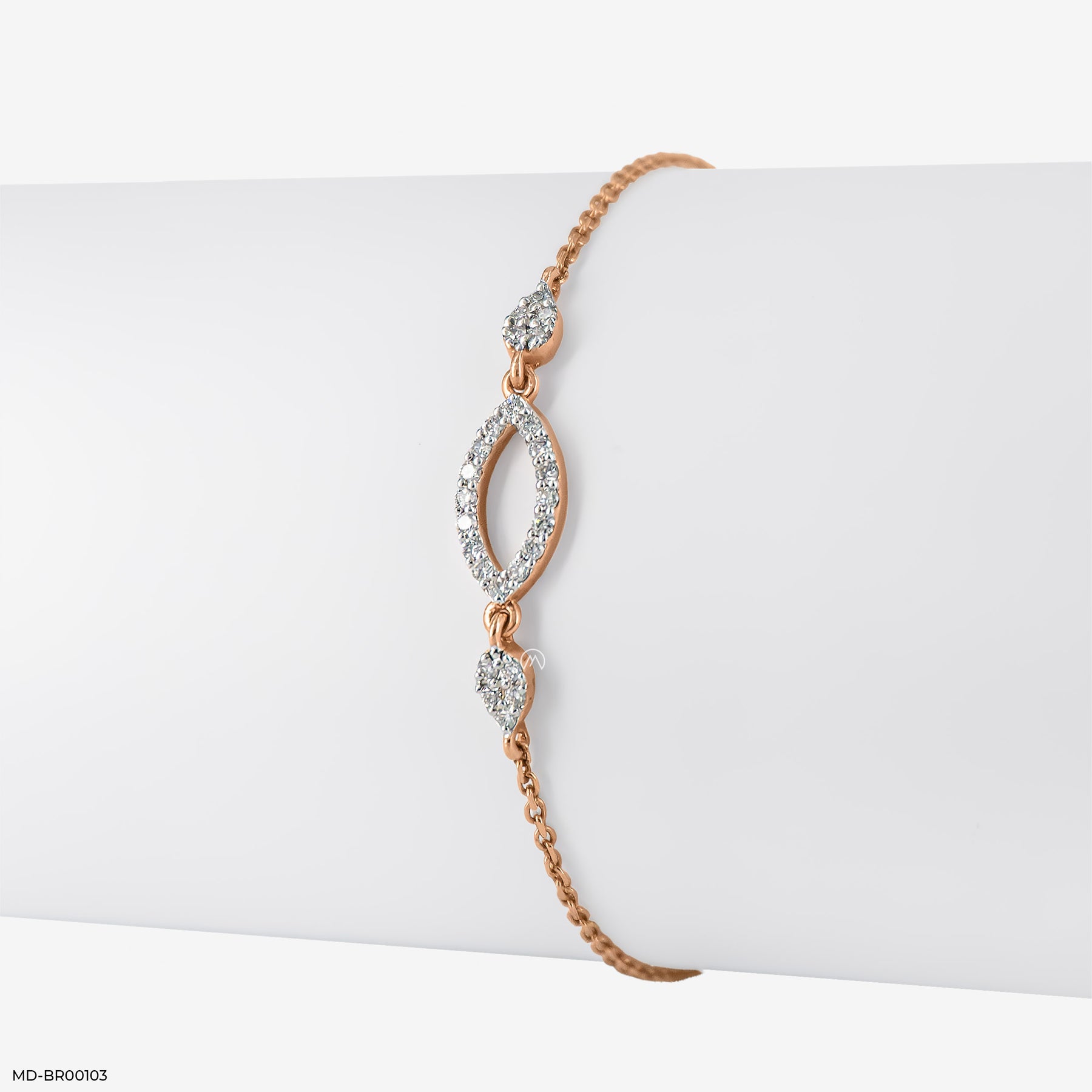 0.25 Carat Maruqise Link Lab Diamond Bracelet 14K Rose Gold