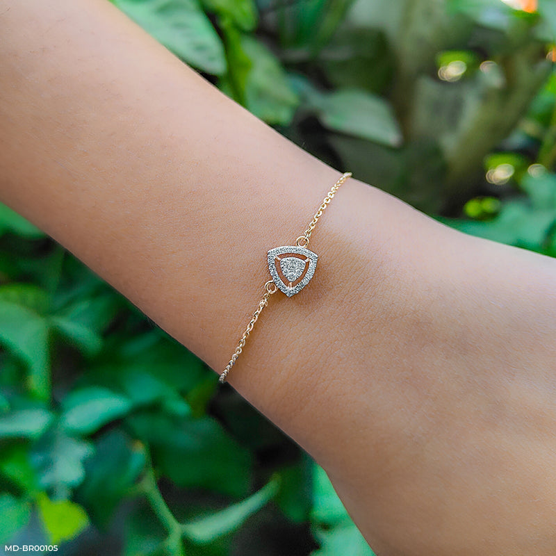 Triangular Halo Diamond Bracelet 18K Yellow Gold