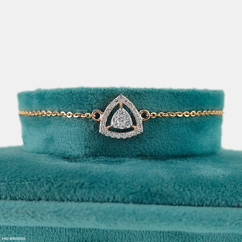 Triangular Halo Diamond Bracelet 18K Yellow Gold