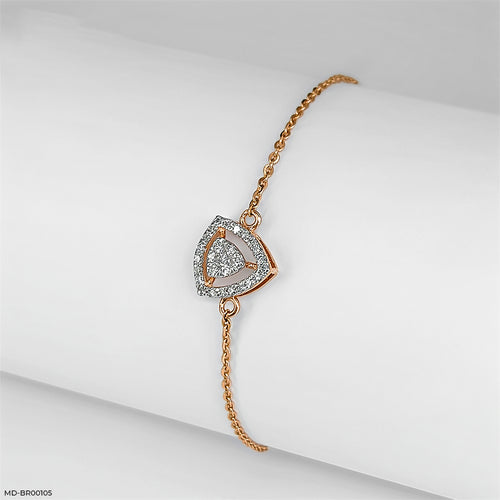 Triangular Halo Diamond Bracelet 14K Rose Gold