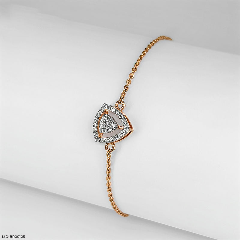 Triangular Halo Diamond Bracelet 18K Yellow Gold