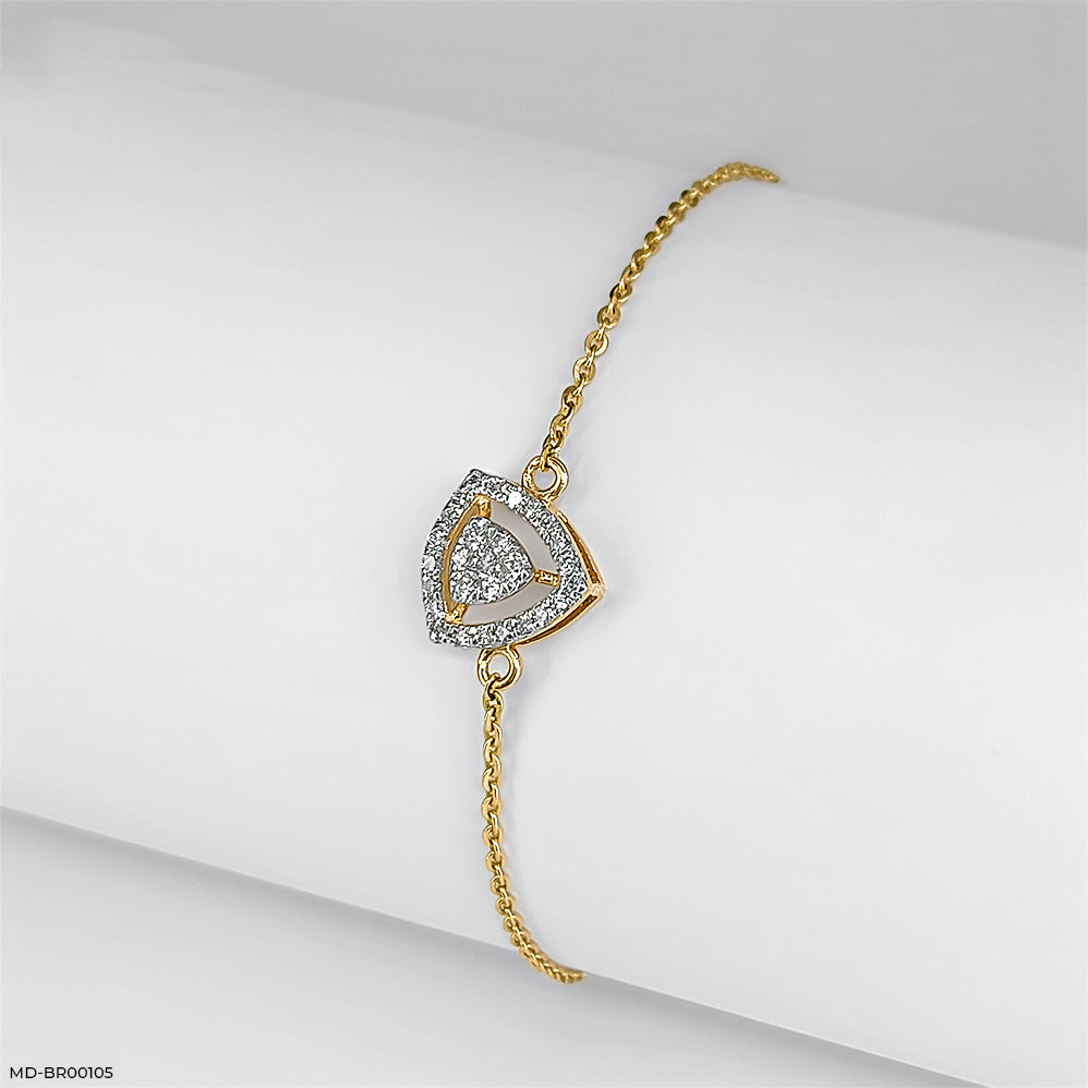 Triangular Halo Diamond Bracelet 14K Yellow Gold