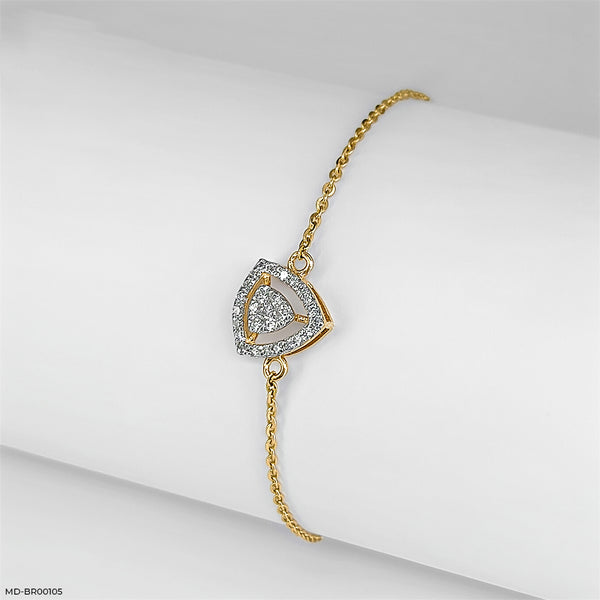 Triangular Halo Diamond Bracelet 18K Yellow Gold