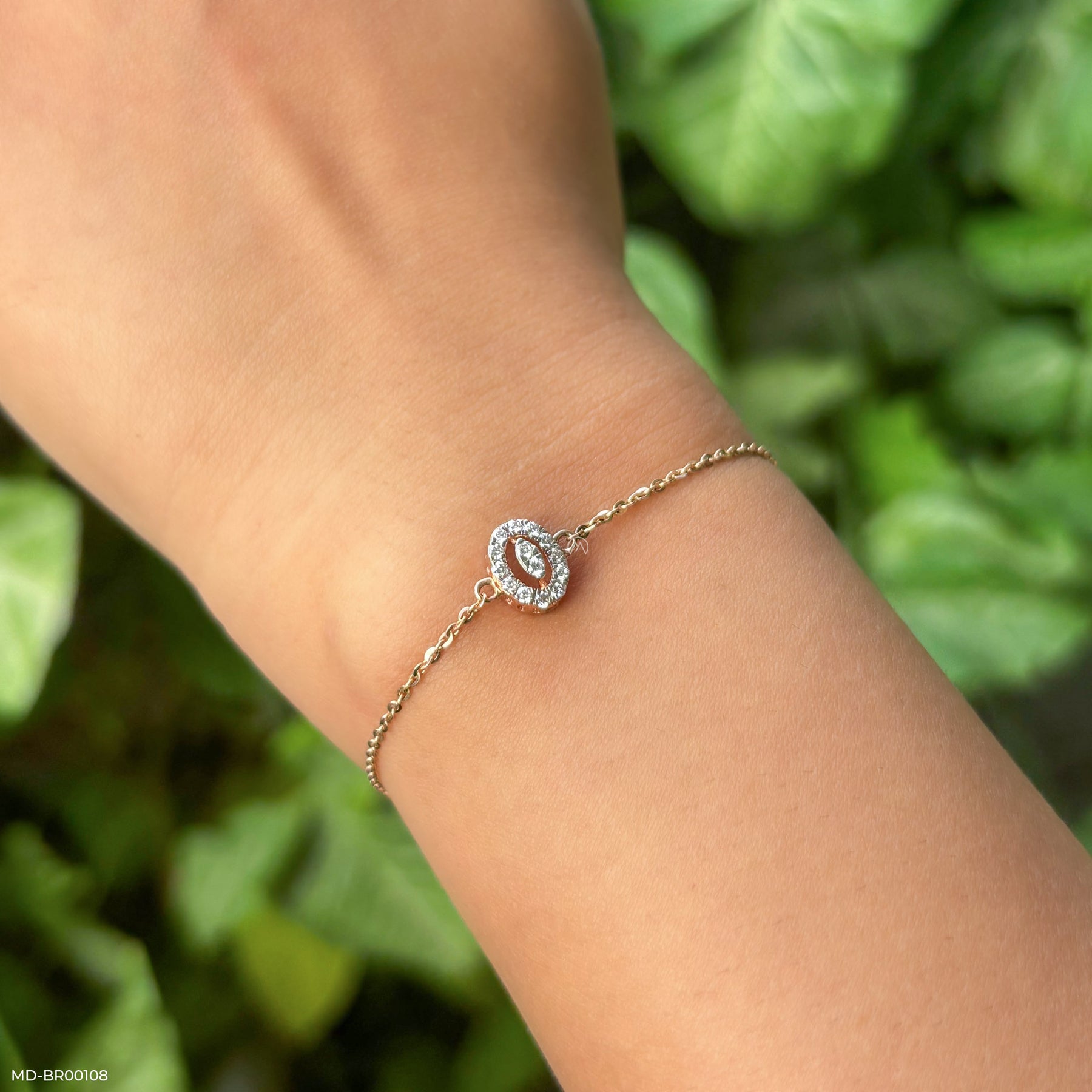 0.15 Carat Subtle Contour Lab Diamond Bracelet 14K Rose Gold