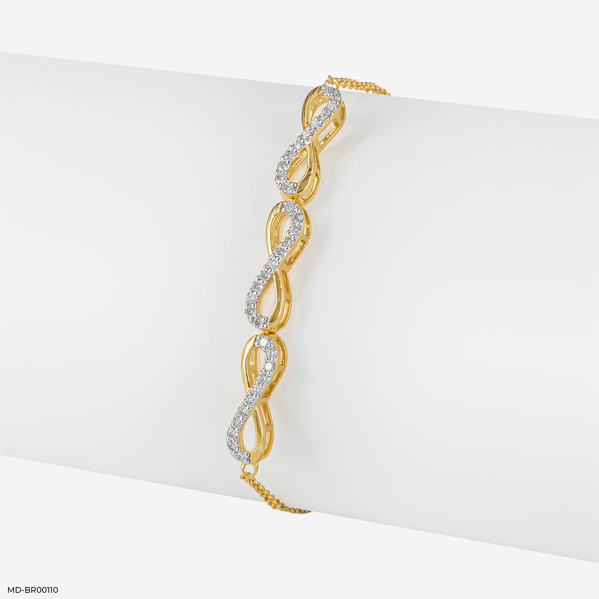 Infinity Wave Diamond Bracelet 9K Yellow Gold