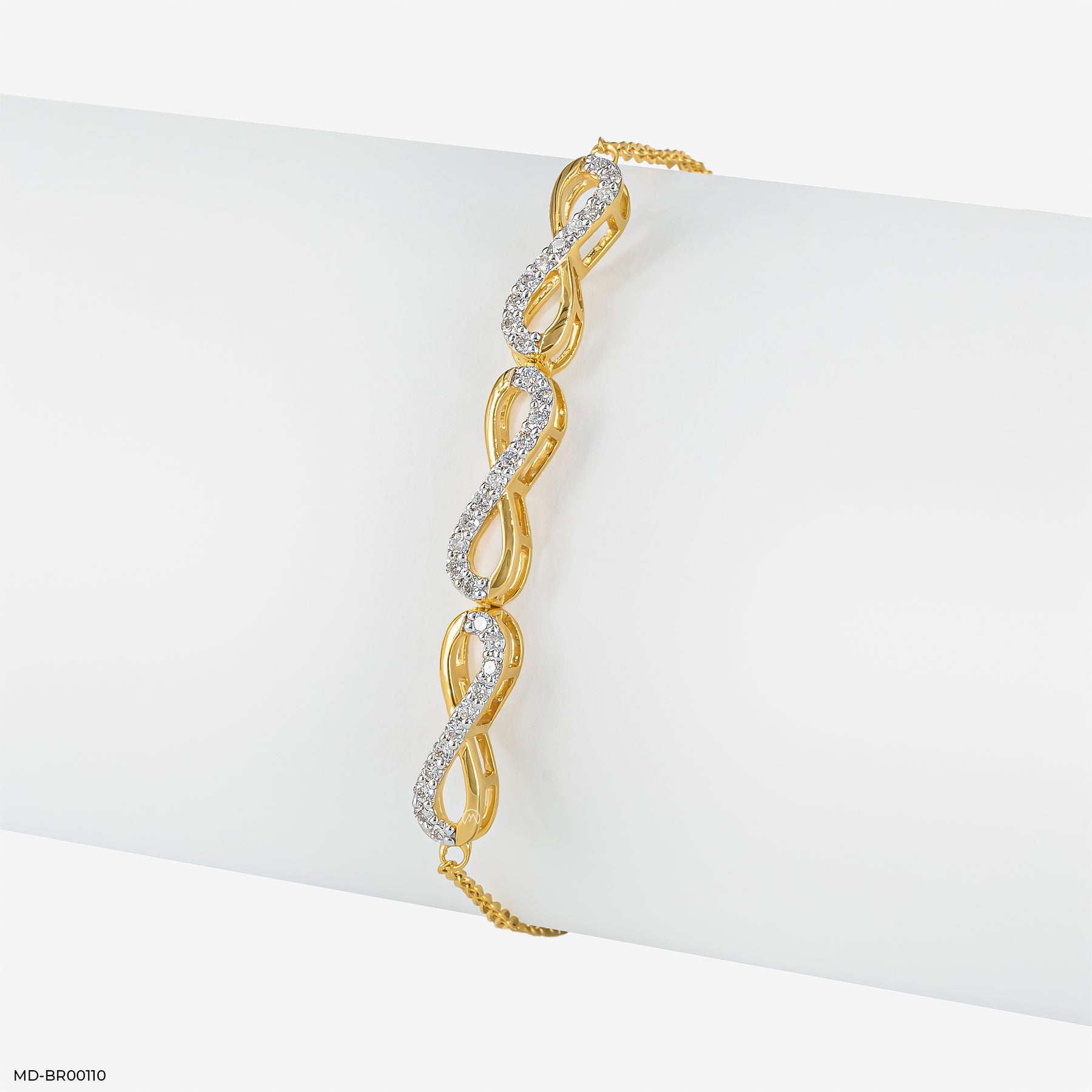 Infinity Wave Diamond Bracelet 14K Rose Gold