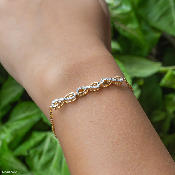 Infinity Wave Diamond Bracelet 14K Yellow Gold