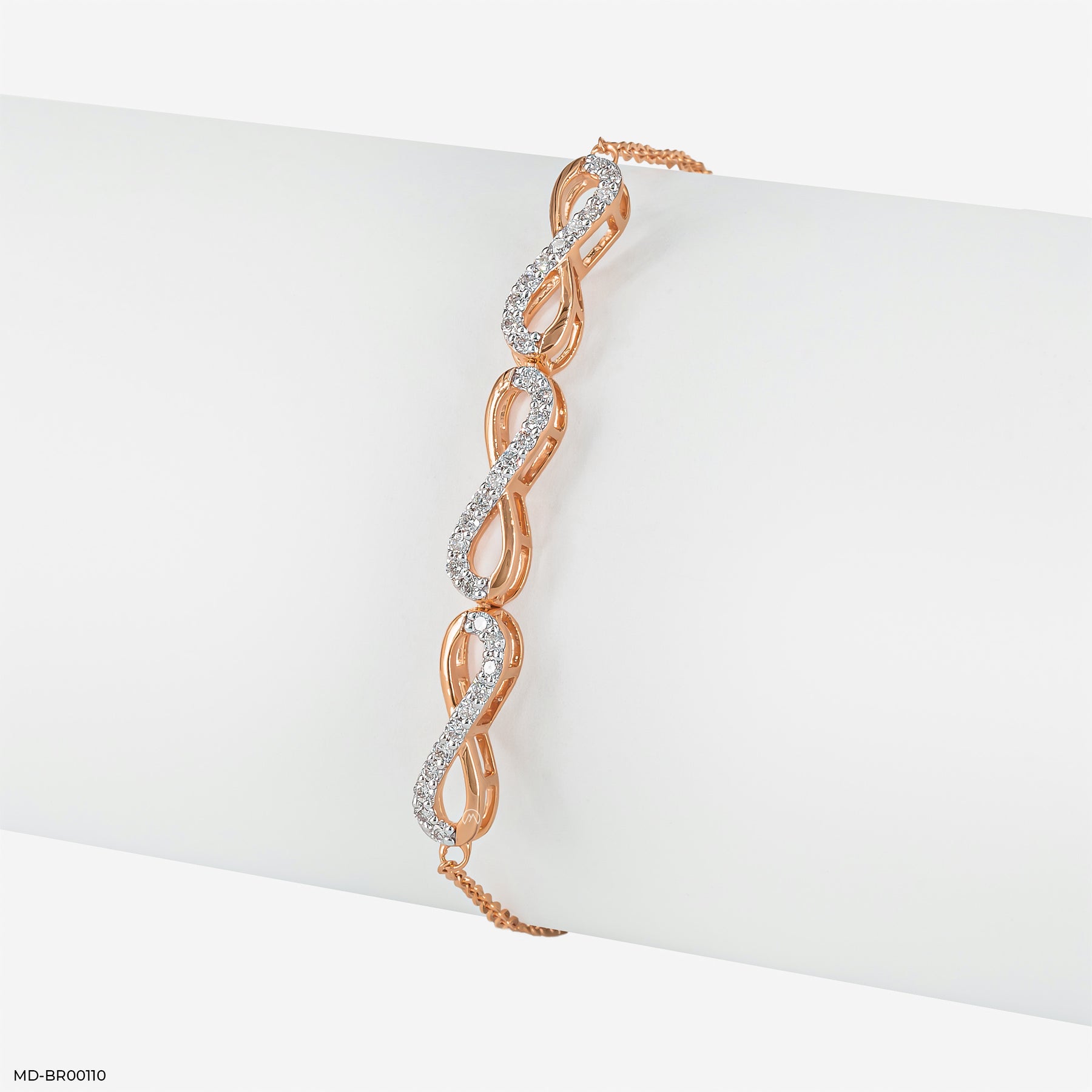 Infinity Wave Diamond Bracelet 14K Rose Gold